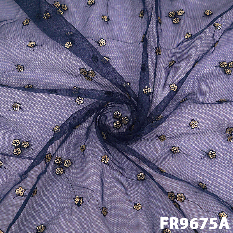 Embroidered Sequins Net Fabric-FR9675