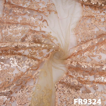 Thread Sequins Embroidered Net Fabric - FR9324