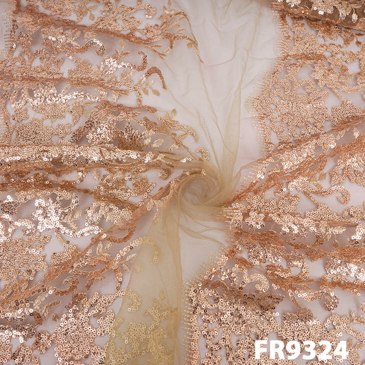 Thread Sequins Embroidered Net Fabric - FR9324