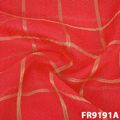 Zari Check Jute Silk Fabric-FR9191