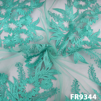 Thread Embroidered Net Fabric-FR9344