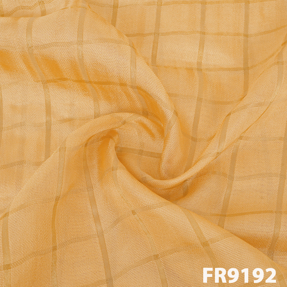 Zari Checks Jute Silk With Zari Border Fabric-FR9192