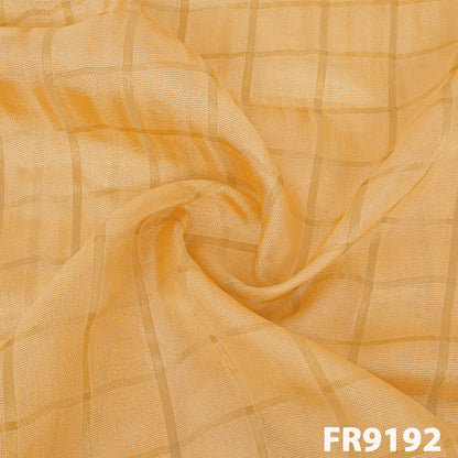 Zari Checks Jute Silk With Zari Border Fabric-FR9192