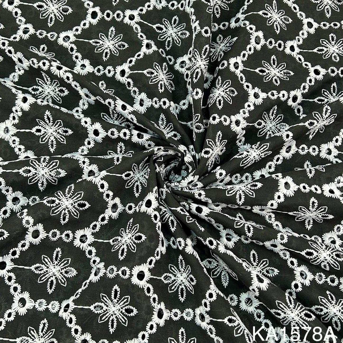 Embroidered Cotton Fabric-KA1578