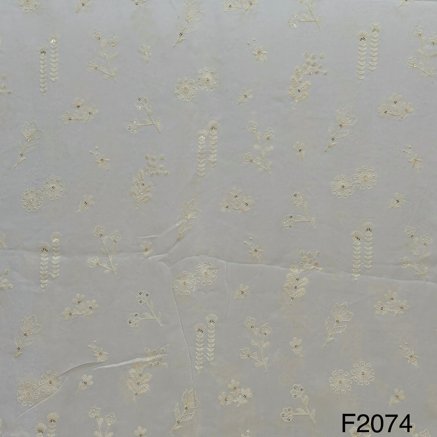Thread Sequins Dyeable Georgette Fabric-F2074