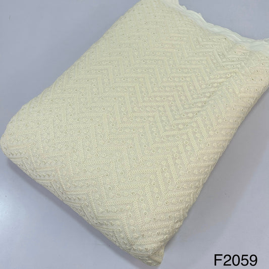 Dyeable Thread Sequins Embroidered Georgette Fabric - F2059