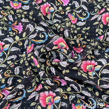 Printed Sequins Chinon Fabric-KA2219