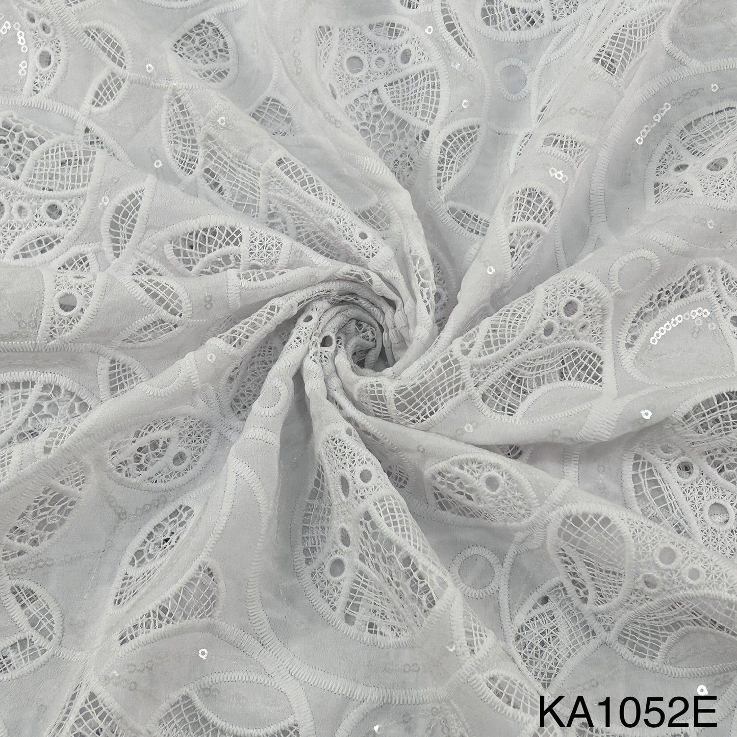 Imported Cut Work Sequins Crepe Fabric-KA1052