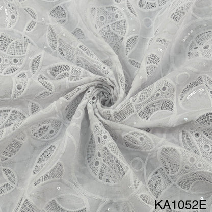 Imported Cut Work Sequins Crepe Fabric-KA1052