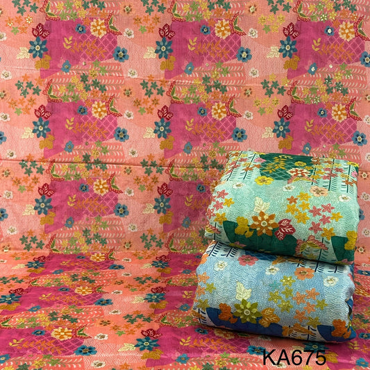 Position Print Zari Sequins Chinon Fabric-KA675