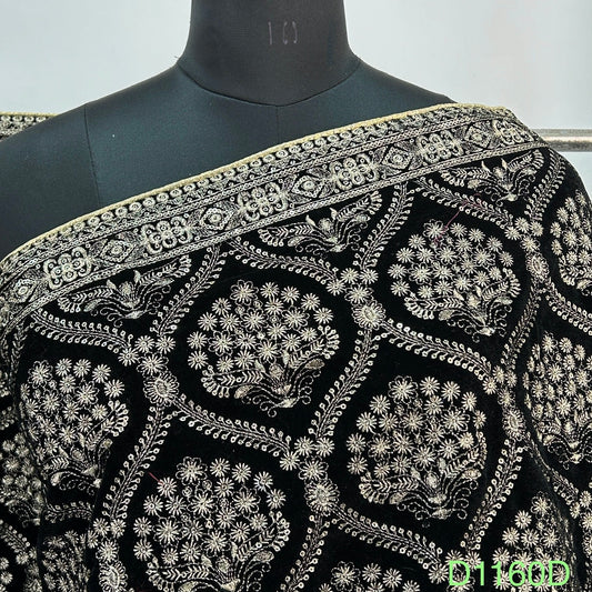 Zari Sequins Embroidered Velvet Dupatta-D1160
