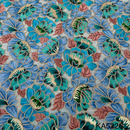 Position Print Zari Sequins Crepe Fabric-KA522