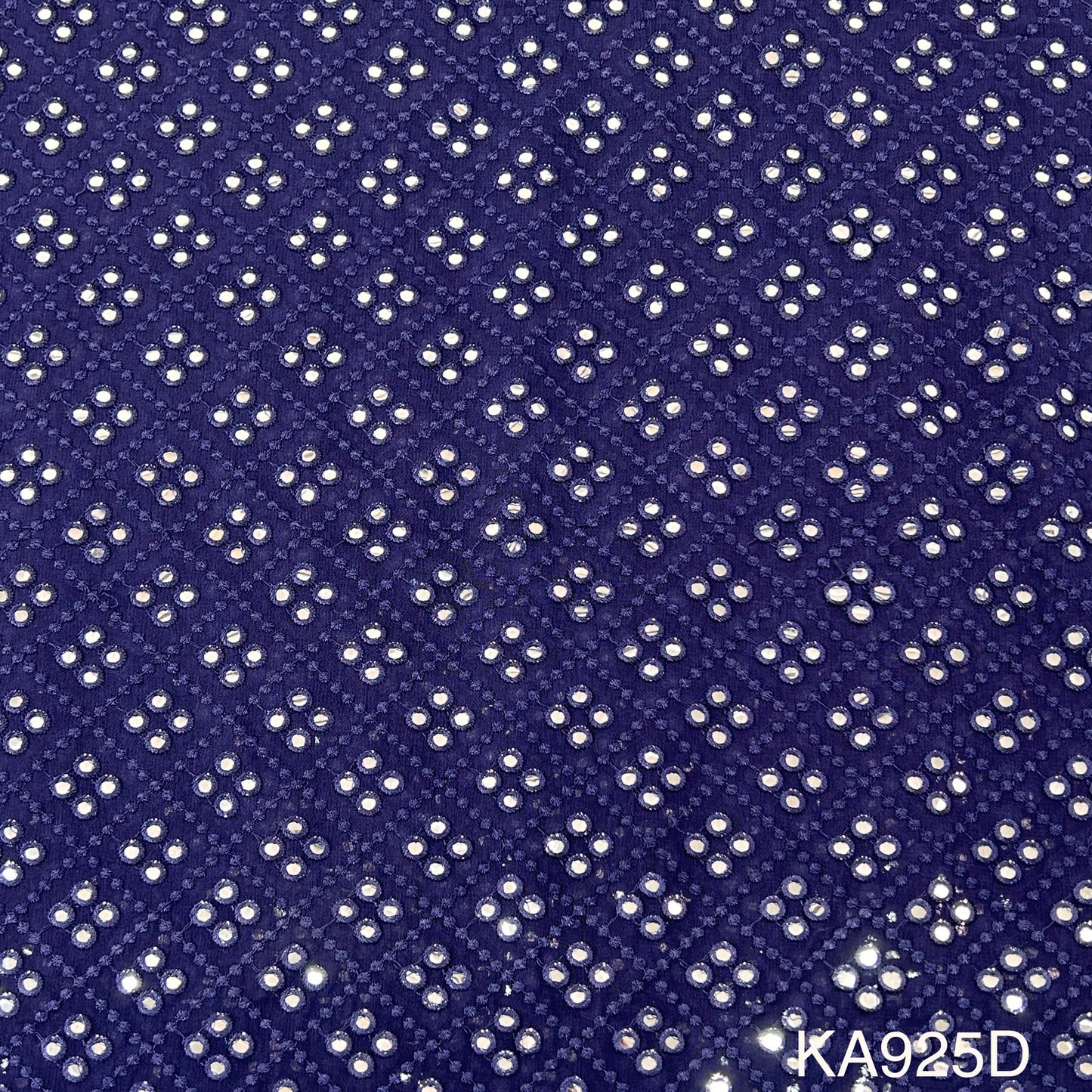 Embroidered Faux Mirror Georgette Fabric-KA925