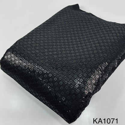 Thread Sequins Embroidered Georgette Fabric-KA1071