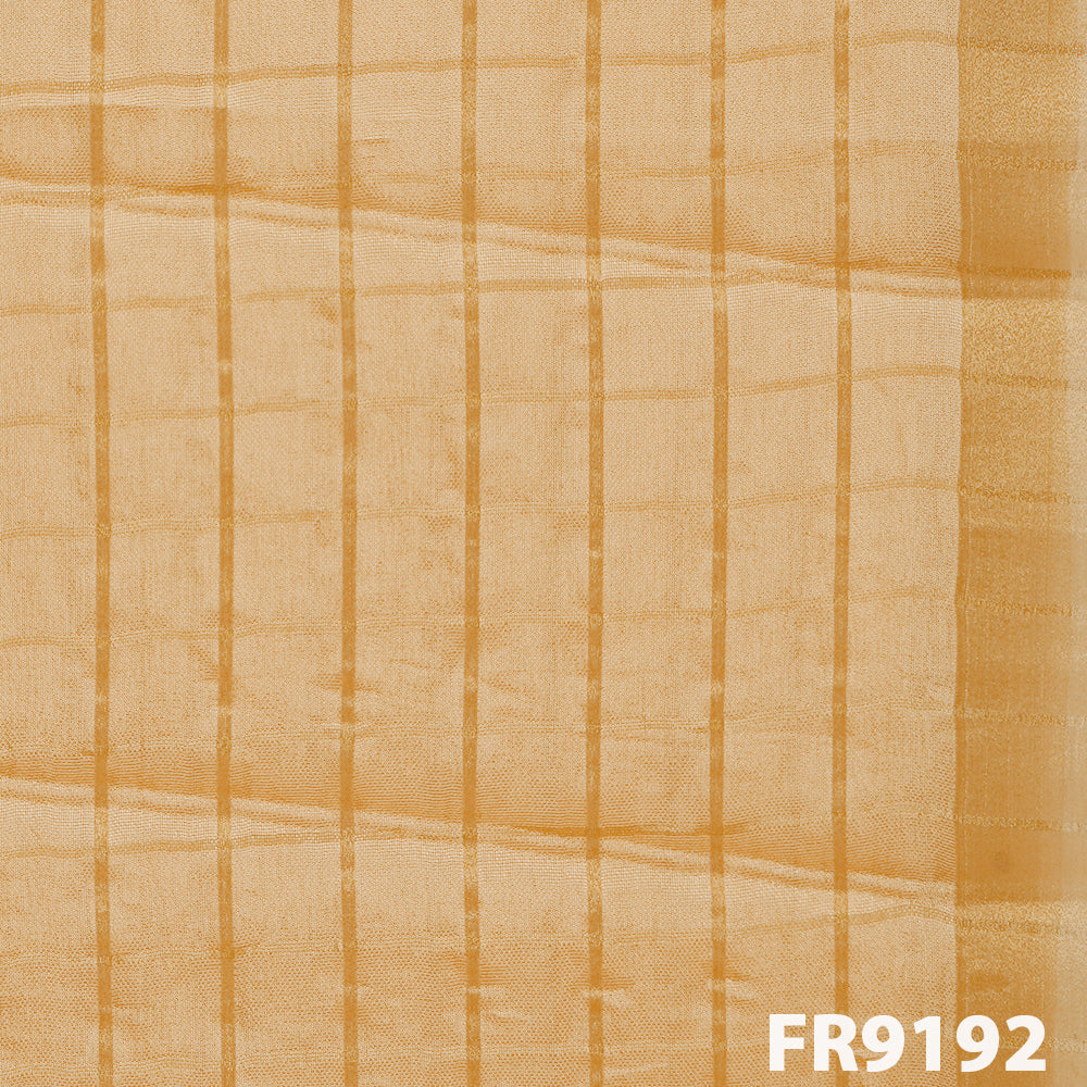 Zari Checks Jute Silk With Zari Border Fabric-FR9192