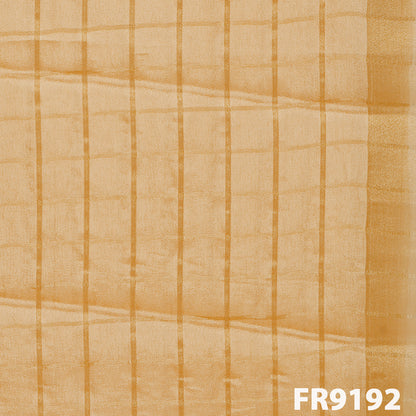 Zari Checks Jute Silk With Zari Border Fabric-FR9192