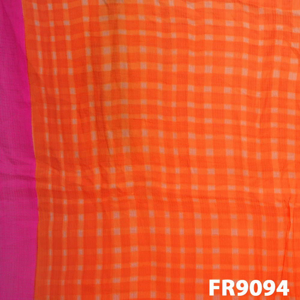 Printed Pure Silk Kota Zari border Fabric-FR9094