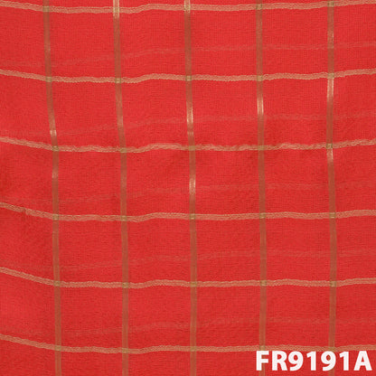 Zari Check Jute Silk Fabric-FR9191