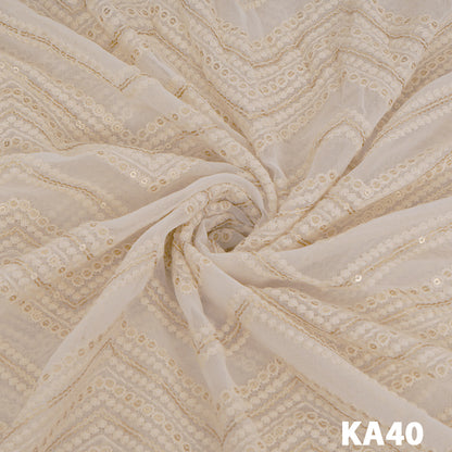 Dyeable Embroidered Sequins Georgette Fabric-KA40