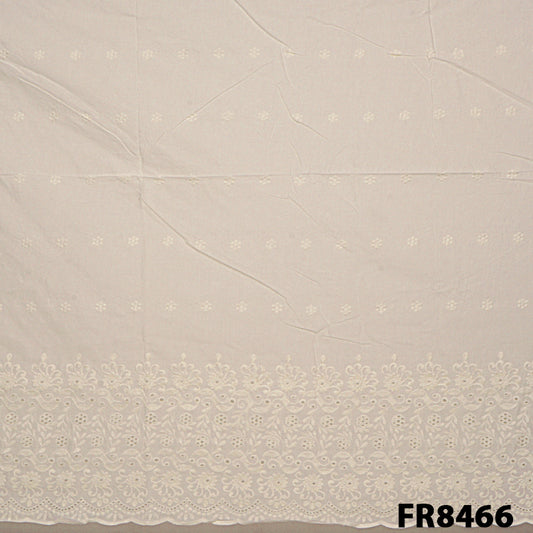 Embroidered Cut Work Border Cotton Fabric-FR8466