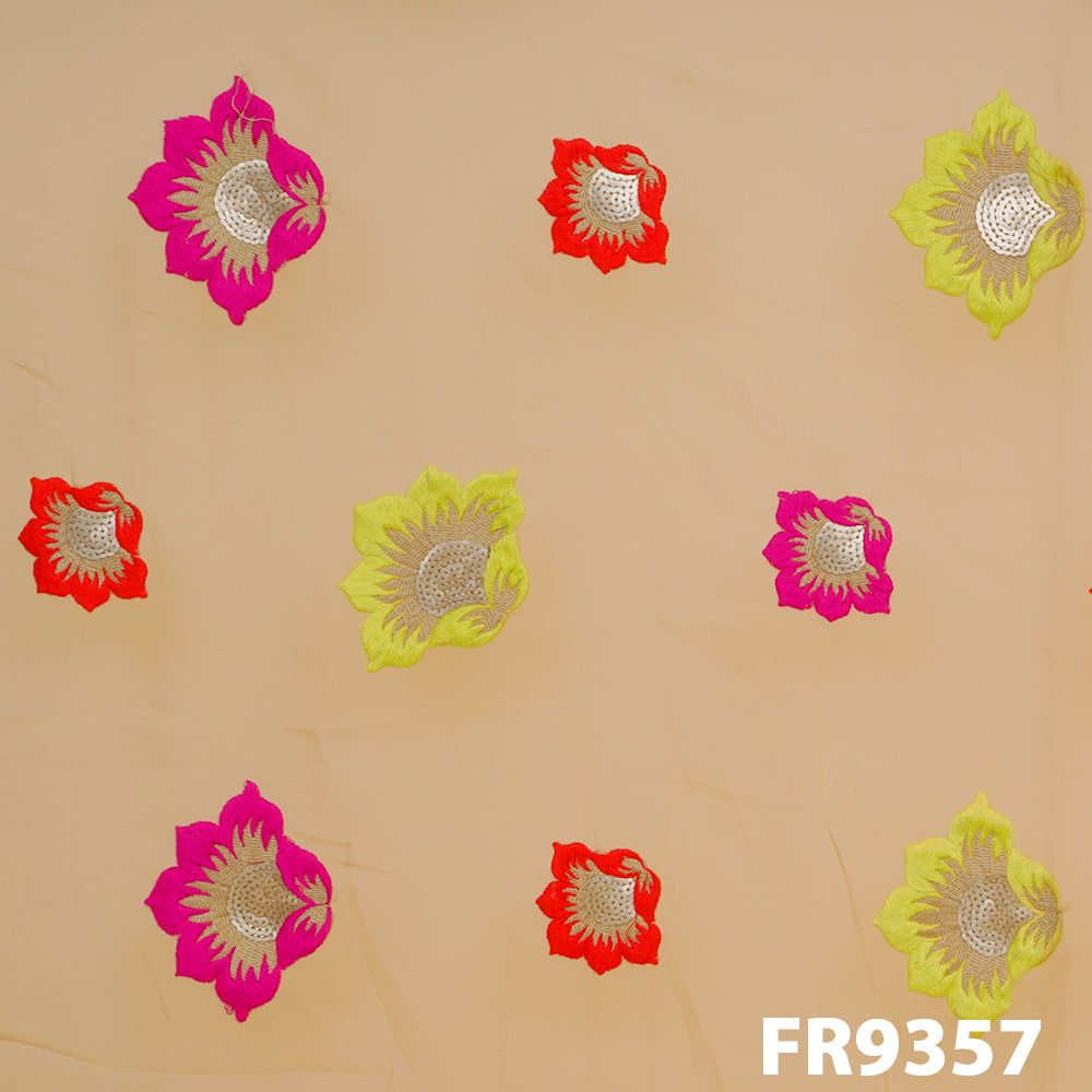 Thread Sequins Embroidered Georgette Fabric-FR9357