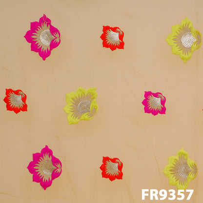 Thread Sequins Embroidered Georgette Fabric-FR9357