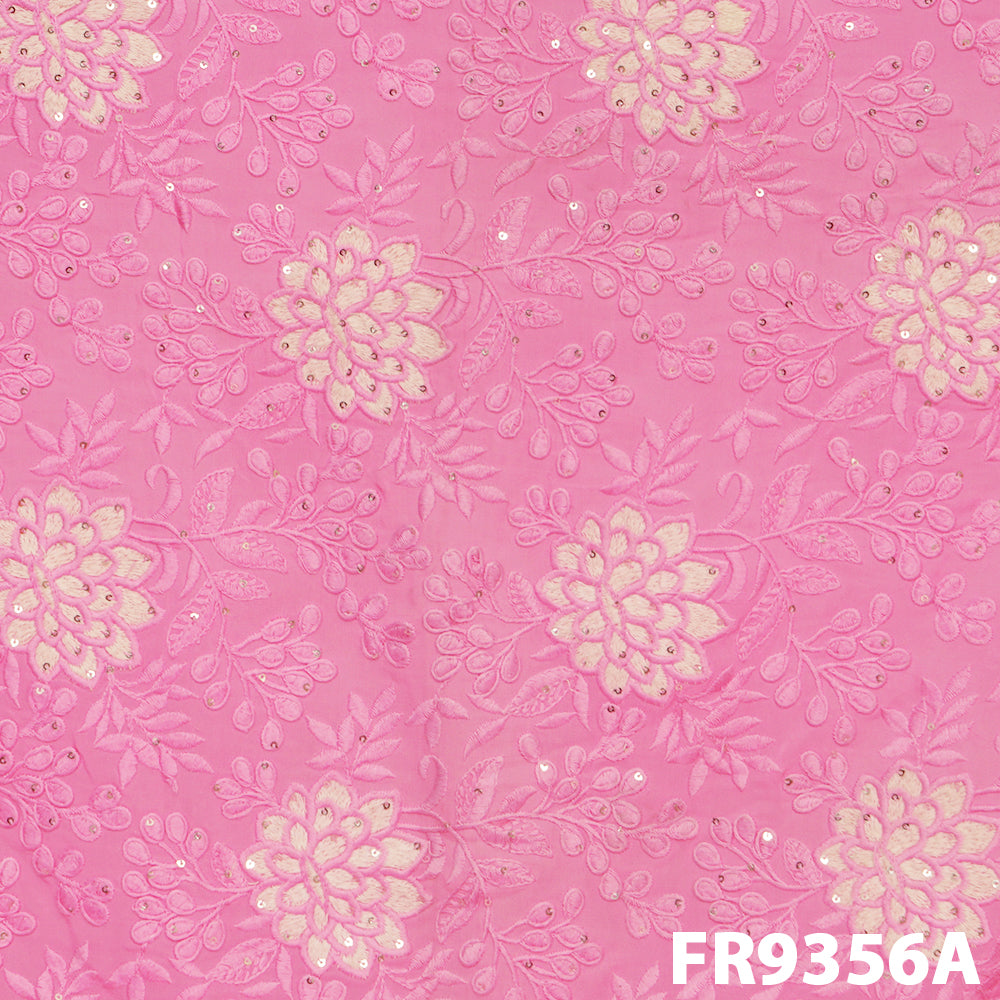 Thread Sequins Embroidered Georgette Fabric-FR9356