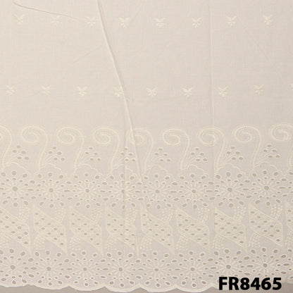 Embroidered Cut Work Border Cotton  Fabric-Fr8465