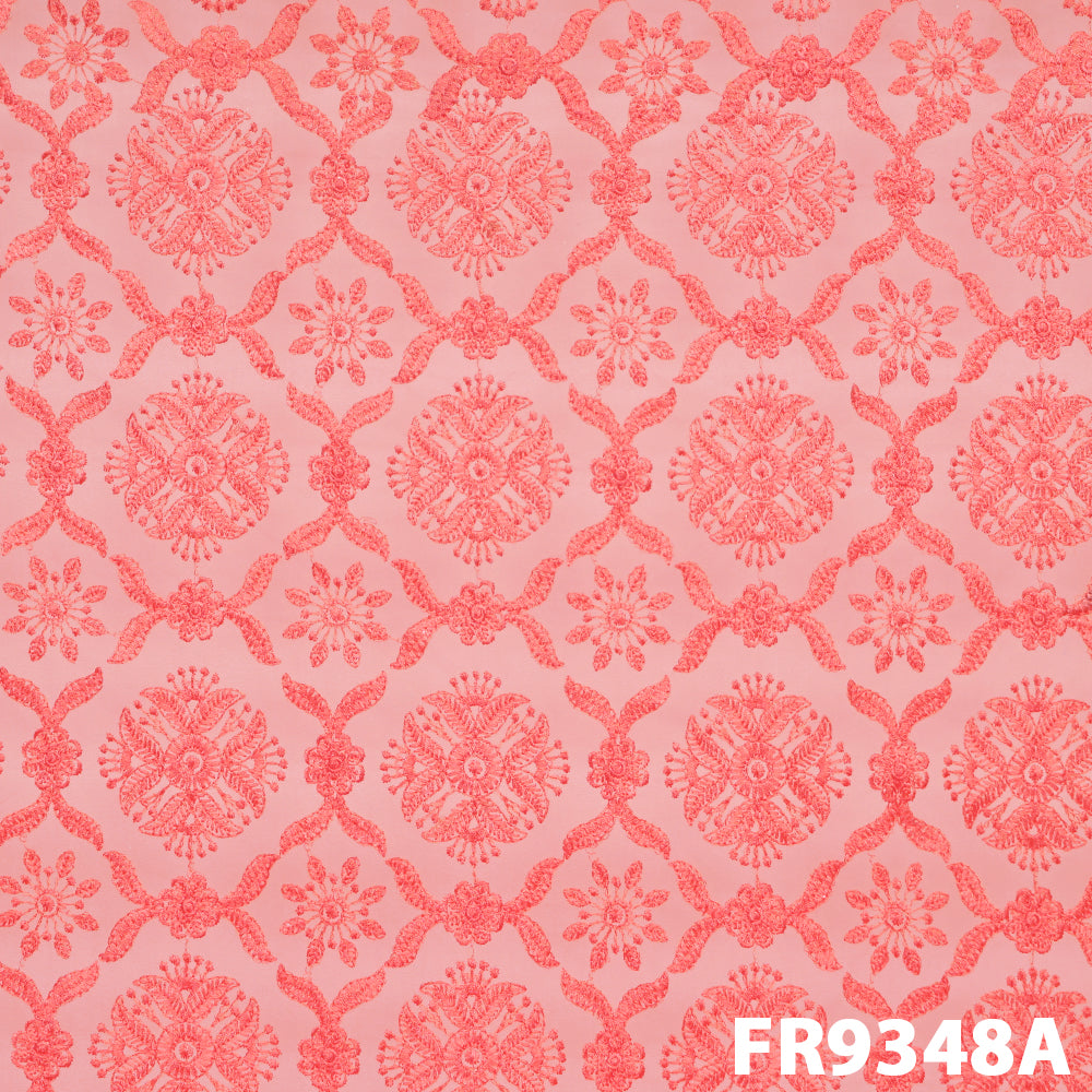 Thread Embroidered Net Fabric-Fr9348