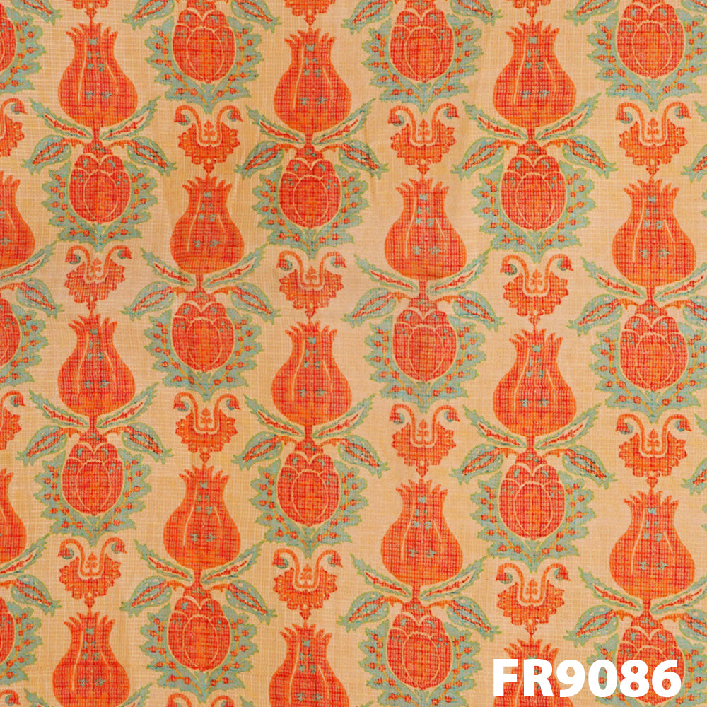 Printed Pure Zari Silk Kota Fabric-FR9086