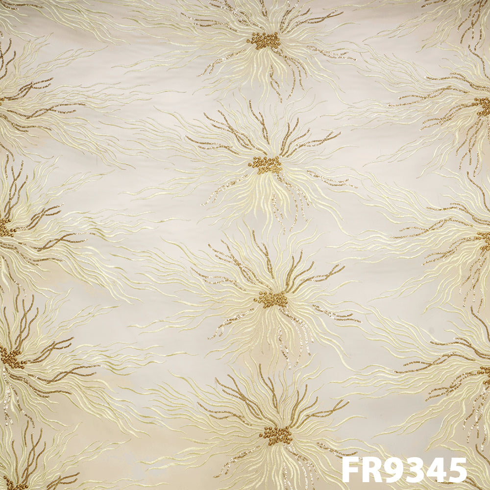 Thread Sequins Embroidered Net With Zari Fabric-FR9345