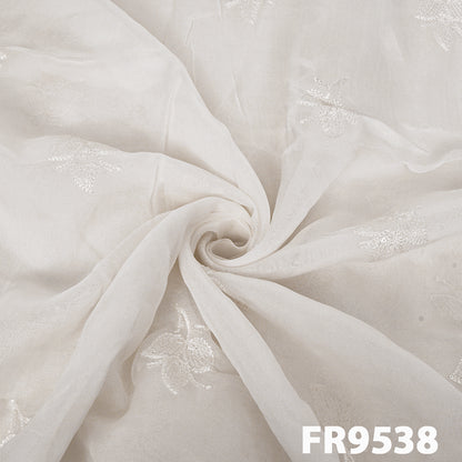 Dyeable Embroidered Sequins Organza Fabric-FR9538