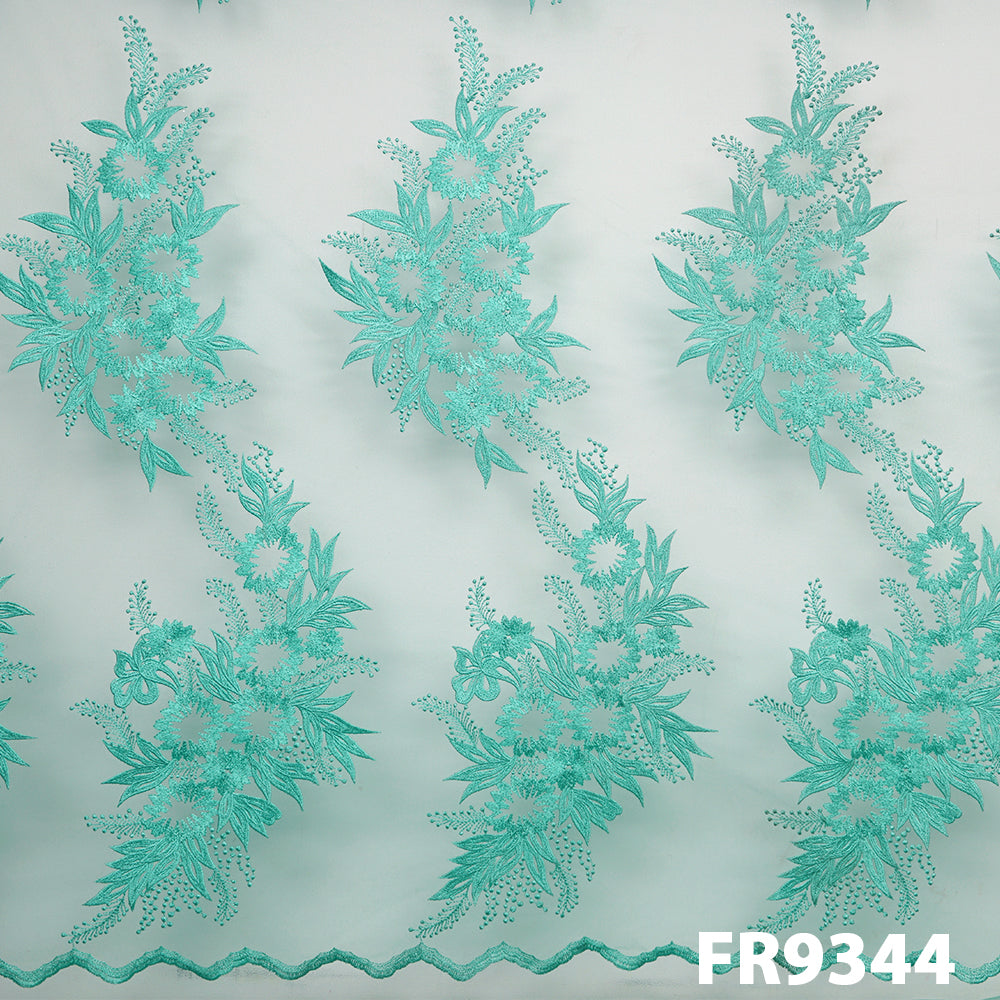 Thread Embroidered Net Fabric-FR9344