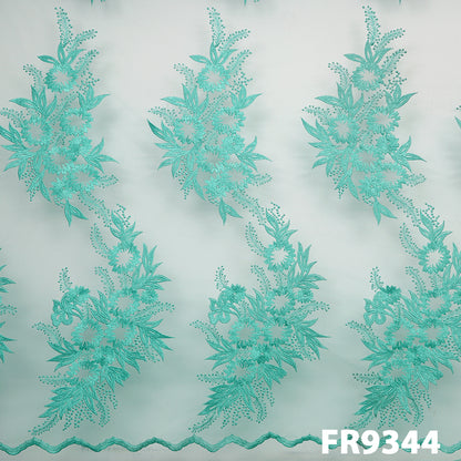 Thread Embroidered Net Fabric-FR9344