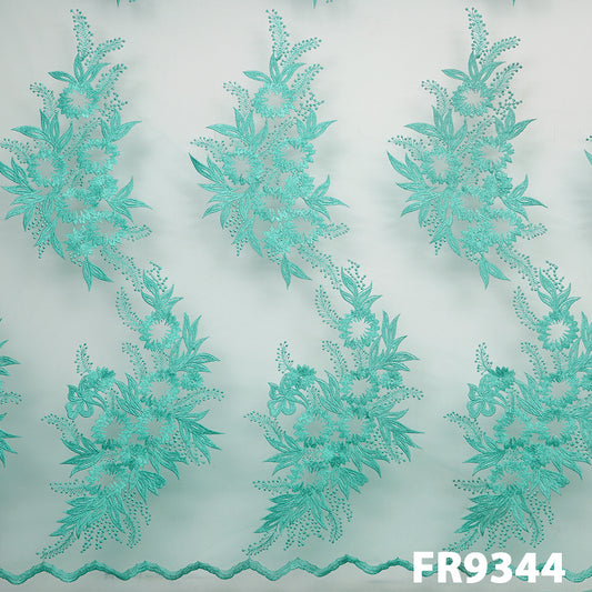 Thread Embroidered Net Fabric-FR9344