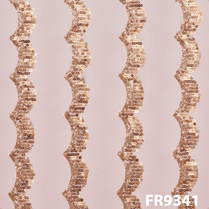 Embroidered Sequins Net Fabric - FR9341