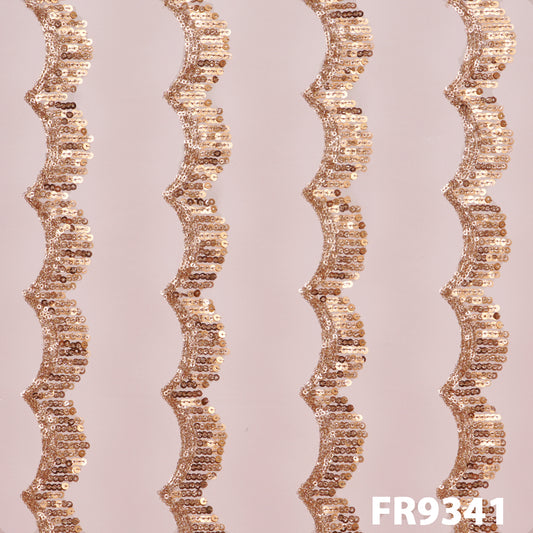 Embroidered Sequins Net Fabric - FR9341