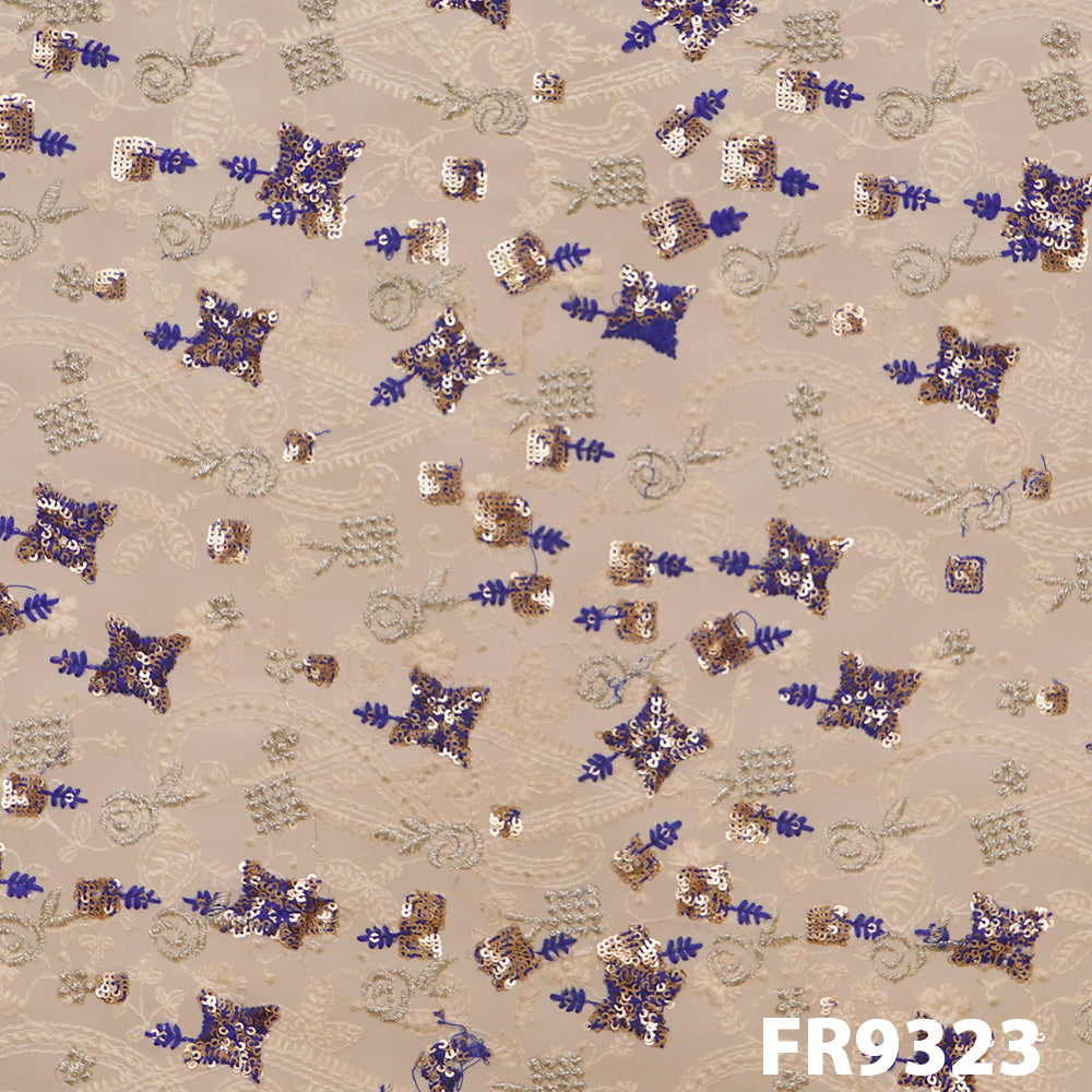 Thread Sequins Embroidered Net FAbric-FR9323