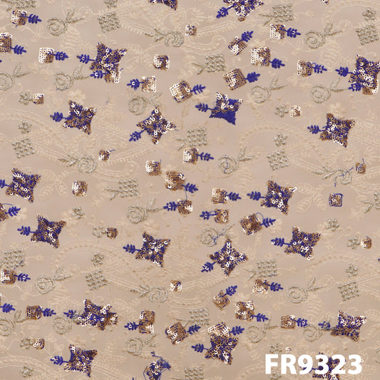 Thread Sequins Embroidered Net FAbric-FR9323