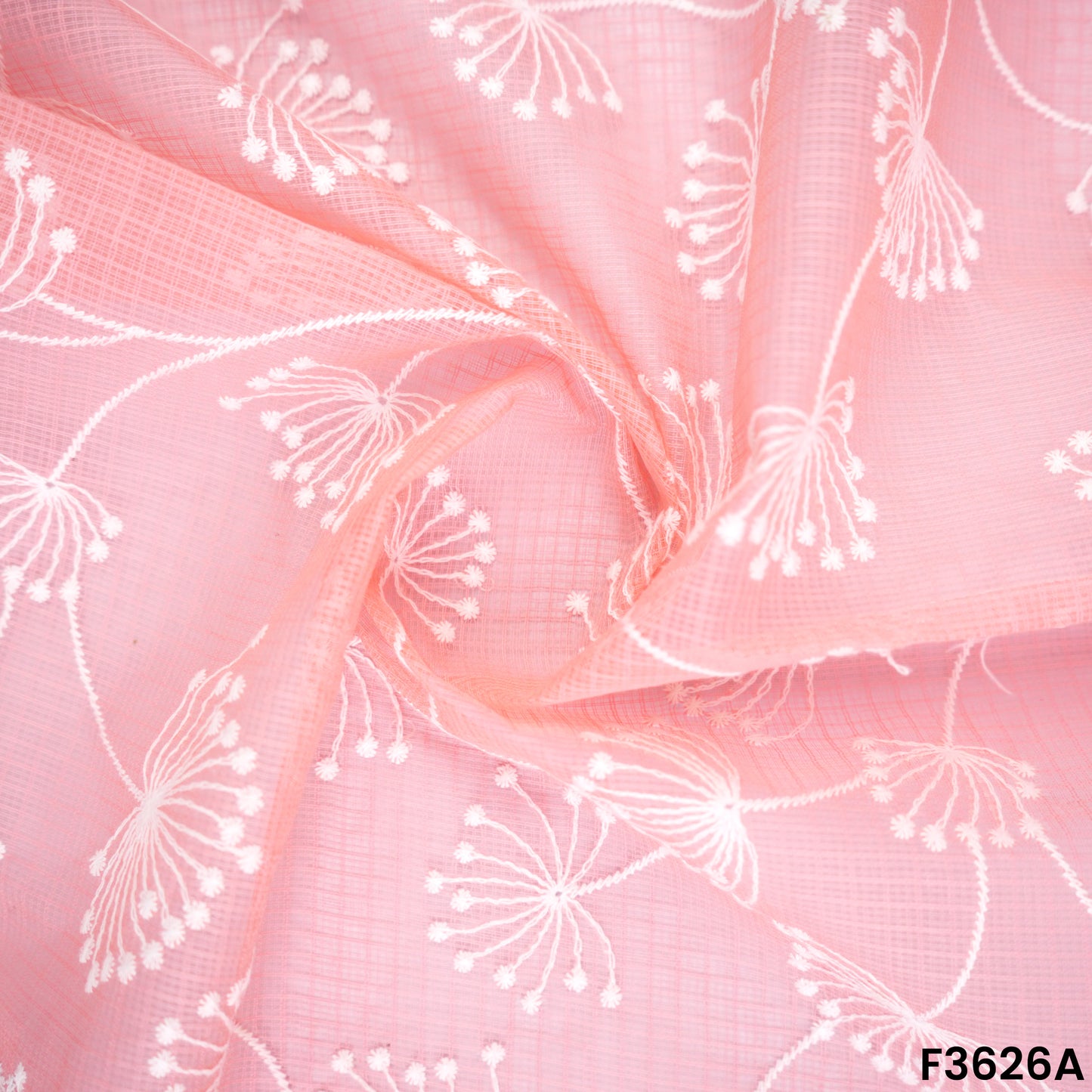 Thread Embroidered Kota Cotton Fabric-F3626