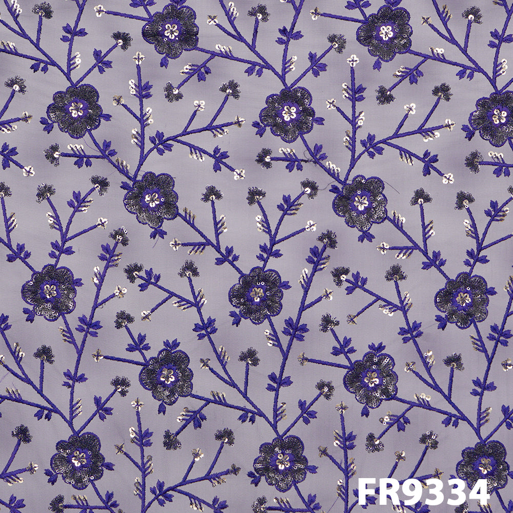 Thread Sequins Embroidered Net Fabric-FR9334