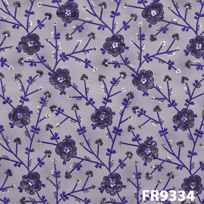 Thread Sequins Embroidered Net Fabric-FR9334