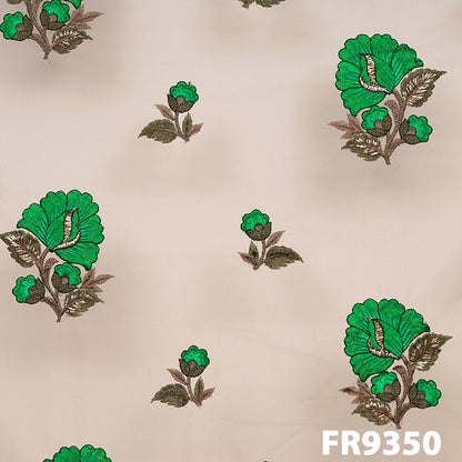 Thread Embroidered Net Fabric-FR9350