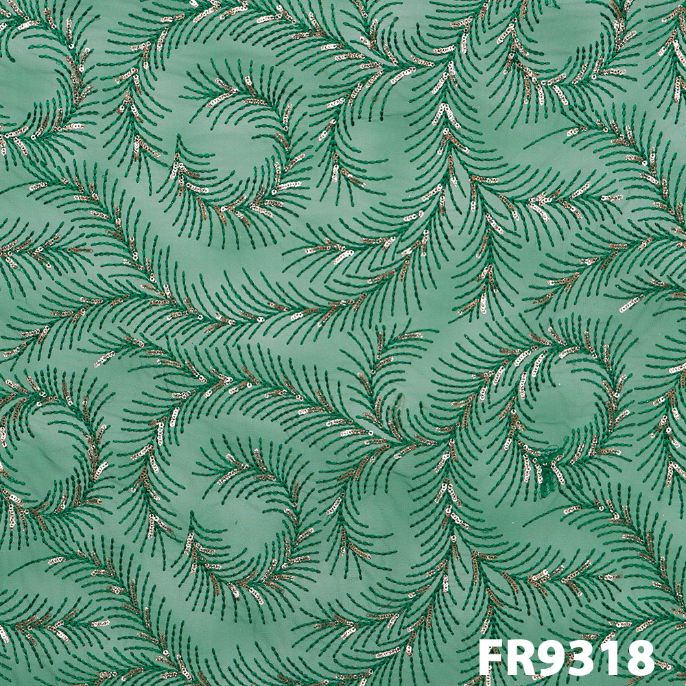 Thread Sequins Embroidered Net Fabric - FR9318