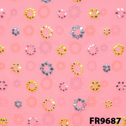 Embroidered Faux Mirror Georgette Fabric-FR9687