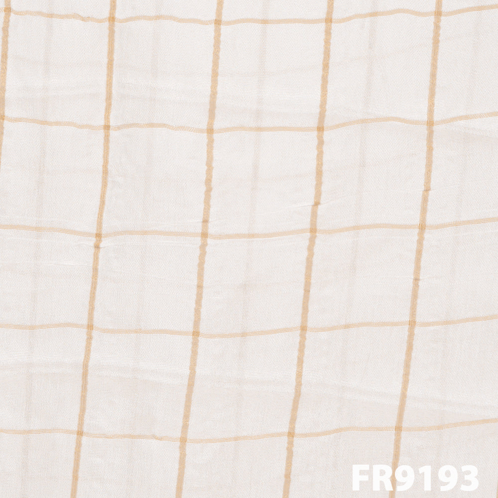 Zari Checks Jute Silk Fabric-FR9193