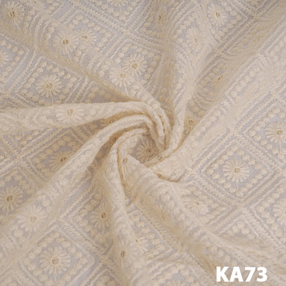 Dyeable Embroidered Sequins Georgette Fabric-KA73