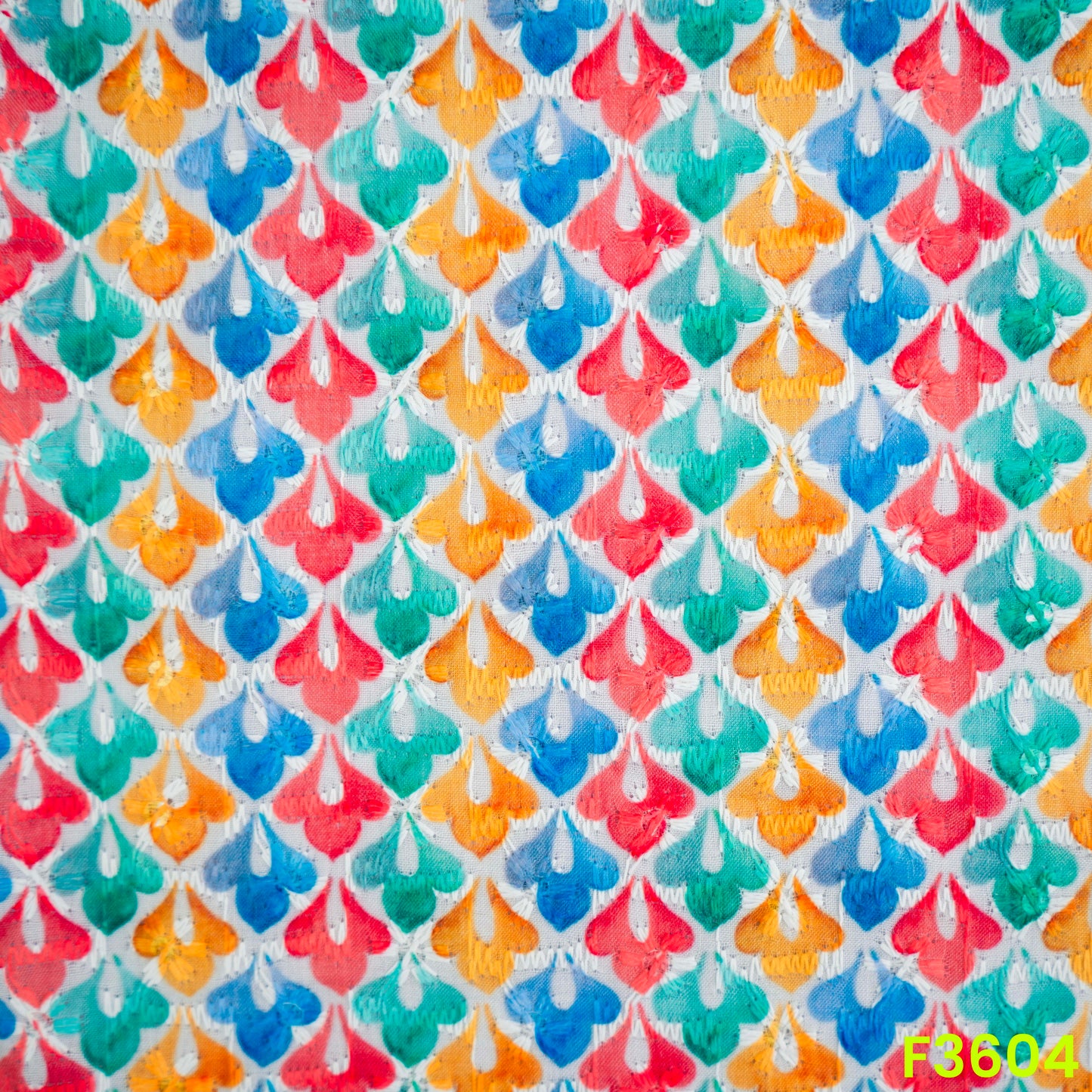 Thread Sequins Embroidered Cotton Fabric-F3604