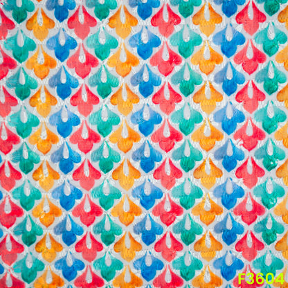 Thread Sequins Embroidered Cotton Fabric-F3604