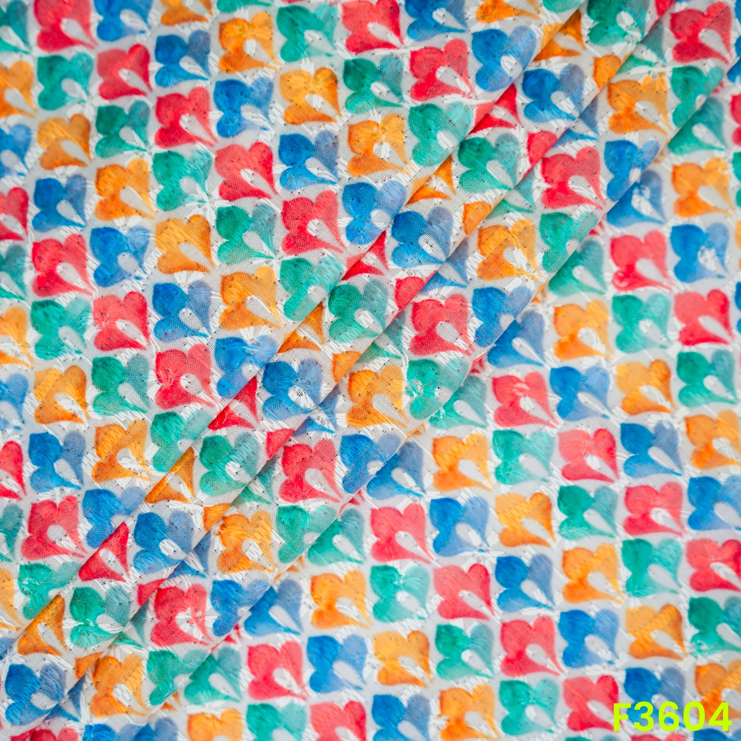 Thread Sequins Embroidered Cotton Fabric-F3604